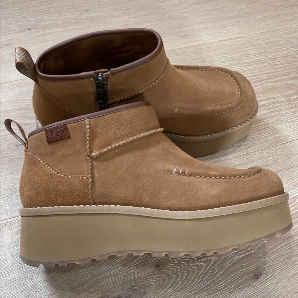 UGG Chestnut Suede Platform Boots